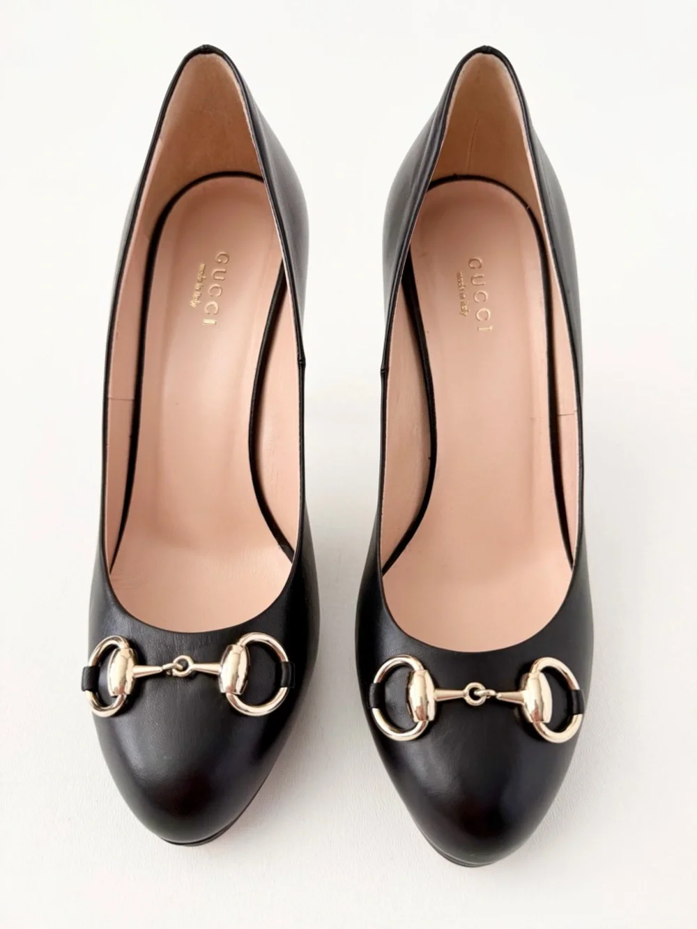 GUCCI | Horsebit Platform Pumps Black Leather High Heels EU 38